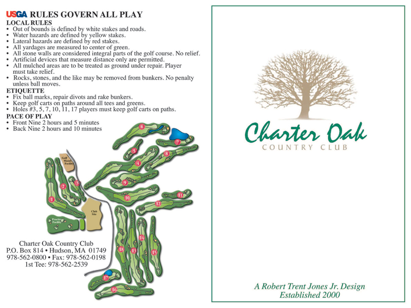 Charter Oak Country Club scorecard