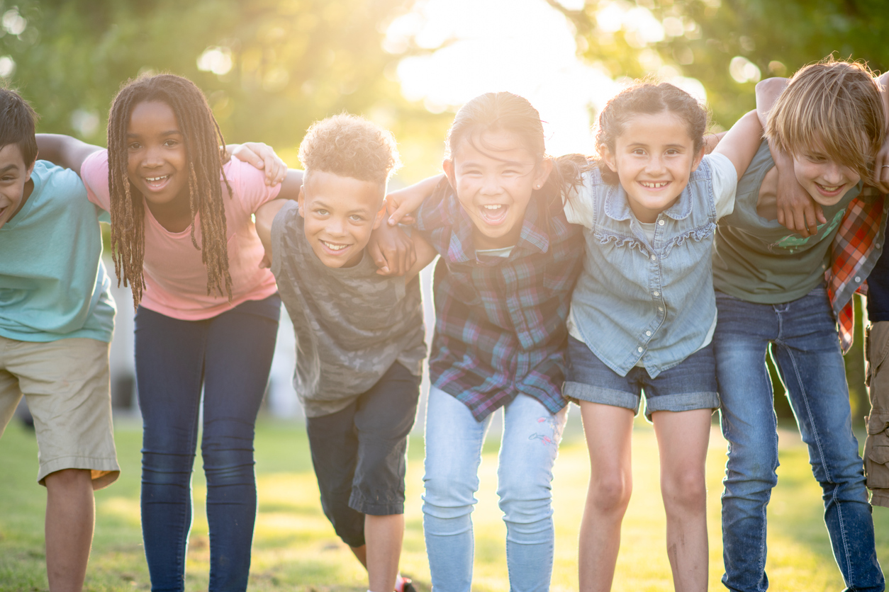 Young campers posing for picture during summer camp